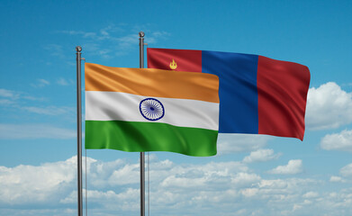 Mongolia and India flag