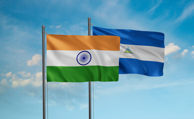 Nicaragua and India flag