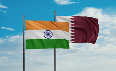 Qatar and India flag