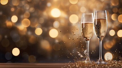 The allure of champagne, with its effervescent fizz and shimmering bubbles. Generative AI