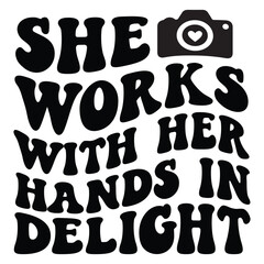 She works with her hands in delight Retro SVG
