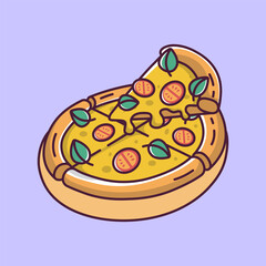 pizza on a tray cartoon style vector