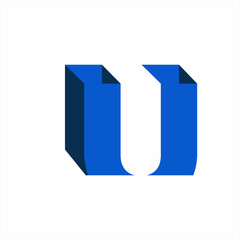 Letter U vector logo design simple three dimensional style.