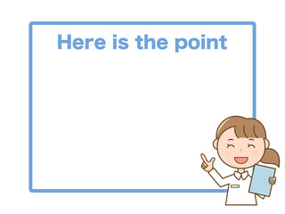 白衣を着た女性がポイントを説明するイメージの文章入力用フレーム