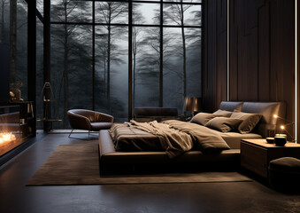 elegant bedroom in mountain villa