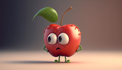 Generative ai of cute apple character