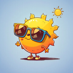 Generative ai of sun character wearing sunglasses