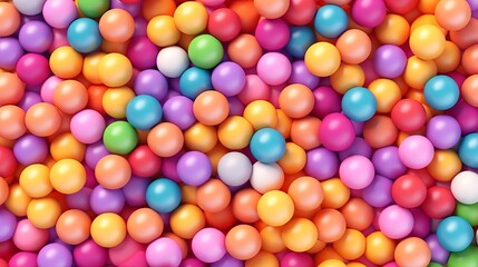 Fototapeta na wymiar Colorful balls background for kids zone or children's playroom. Rainbow gradient soft balls background. Vector background generative ai