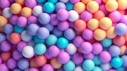 Colorful balls background for kids zone or children's playroom. Rainbow gradient soft balls background. Vector background generative ai