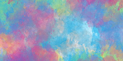 Abstract gradient colorful watercolor background on white paper texture. Abstract banner and canvas design, texture of watercolor.