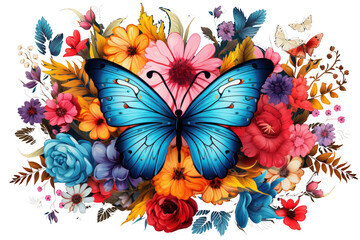 Floral Butterfly Clipart, Colorful Butterfly, generated AI