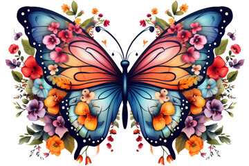 Floral Butterfly Clipart, Colorful Butterfly, generated AI