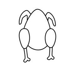 Grilled chicken icon vector. Chicken illustration sign. BBQ symbol. Bird logo.
