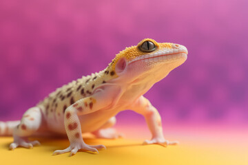 Very cute Leopard Gecko in nature, national geography, Wide life animals. AI Generated.
