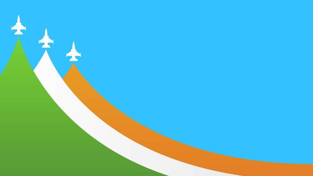 Happy India Independence Day August 15th with flag and fighter jet flying animation alpha channel transparent background