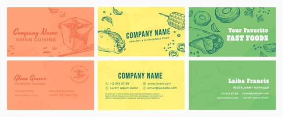 Business card set design for fast food restaurant