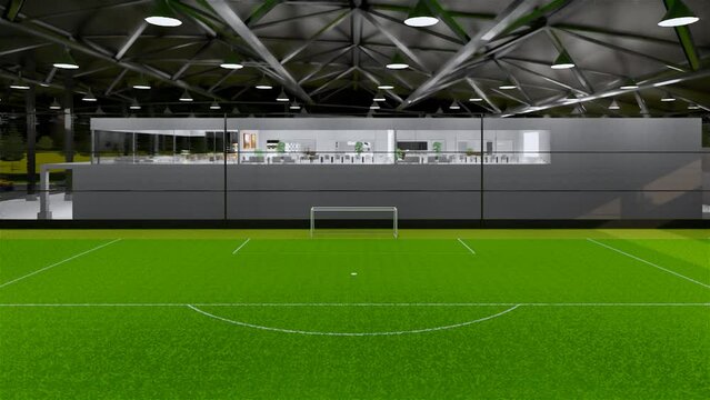 Indoor soccer - football 3d render video animation