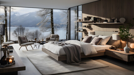 modern design style, bedroom, villa Generative AI