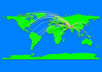 Naklejka premium Vibrant Bikaner, India map - Export concept map for Bikaner, India on World map. Suitable for export concepts. File is suitable for digital editing and prints of all sizes.