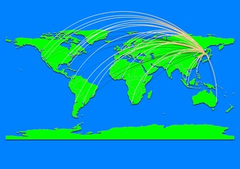 Naklejka premium Vibrant Bikin, Russia map - Export concept map for Bikin, Russia on World map. Suitable for export concepts. File is suitable for digital editing and prints of all sizes.