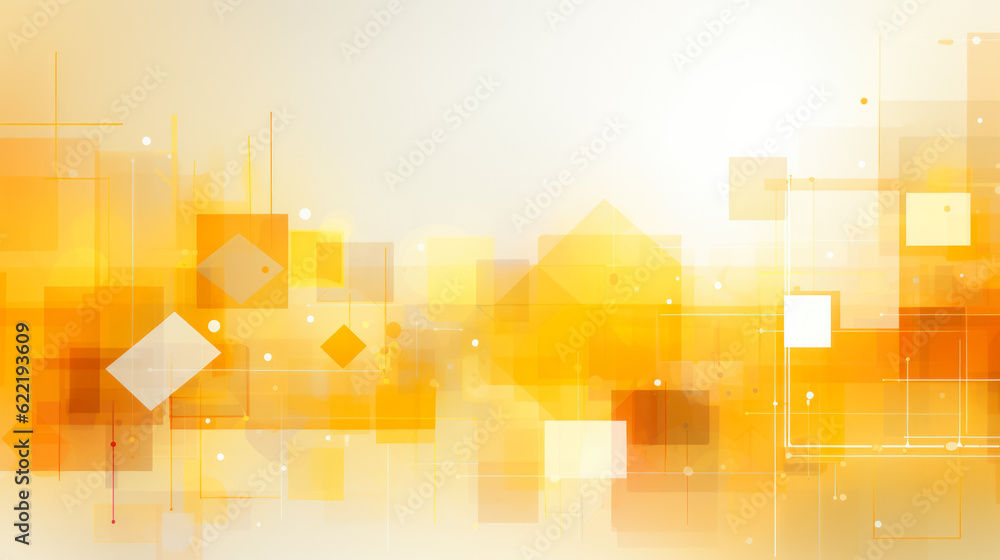 Poster abstract orange and yellow background with squares and copy space.