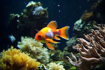 Naklejka na ściany i meble Photos of beautiful reef fish swimming