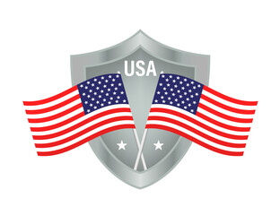 Made in the USA - Shield. American flag. Vector illustration