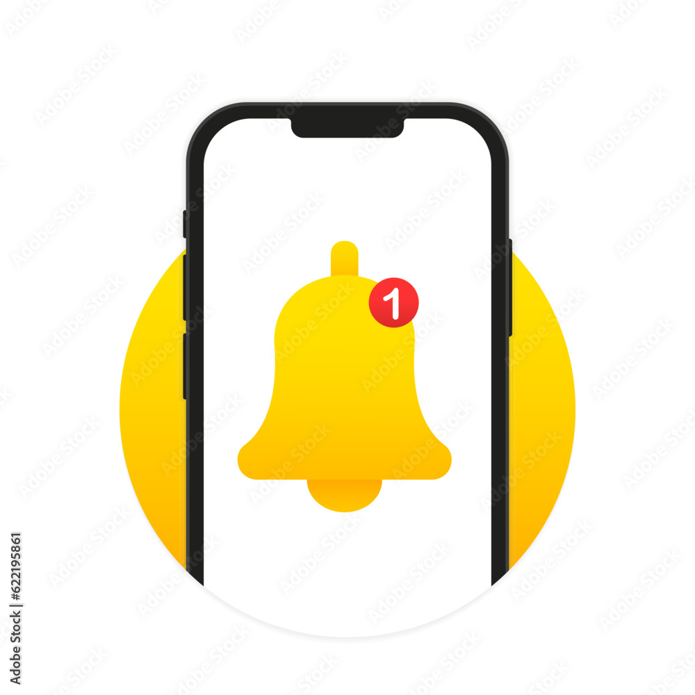 Poster smartphone with notification. new email message on the phone. alert message. notification concept. u