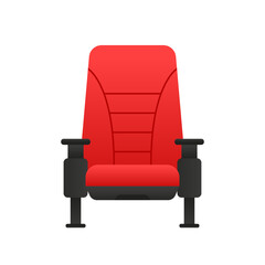 Realistic Detailed 3d Classic Comfortable Velvet Red Cinema Chair Element Indoor Interior. Vector illustration