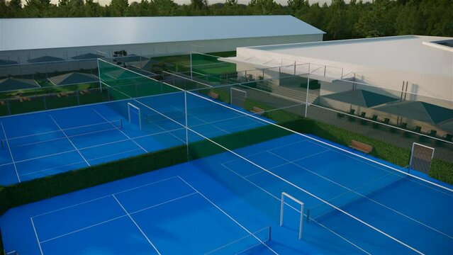 padel court sport complex 3d render