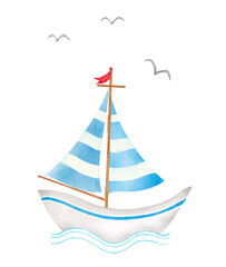 cute sailboat watercolor