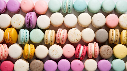 Fototapeta na wymiar A variety of macarons with their pastel hues and smooth textures. Generative AI