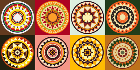 8 Models of Brazilian Art Shields, Indigenous art style - Ai Illustrator