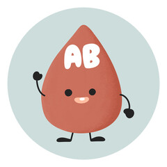 Blood type ab blood group cute blood donor illustration icon