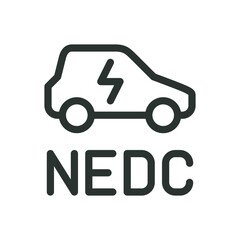 NEDC EV test isolated icon. Electric car range testing by NEDC standard vector icon