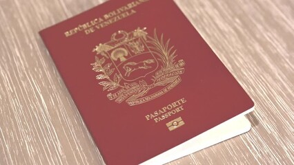 close up of the republic of Venezuela passport