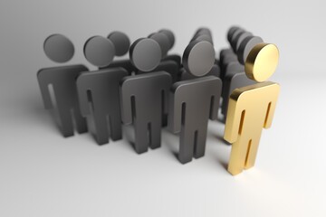 Individual person in the crowd. Leadership and excellence concept