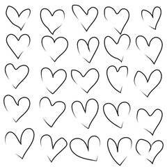 Hearts icon vector bundle collection, Love symbol vector, Heart vector icon, Valentine's Day sign, linear icon