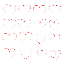 Fototapeta na wymiar Beautiful Abstract heart shape made with small red color heart shapes on white isolated background for Valentines Day and other occasions.