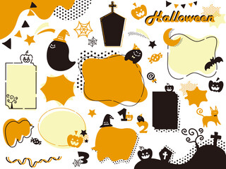 てがきで可愛いハロウィーンのあしらいとフレームセット