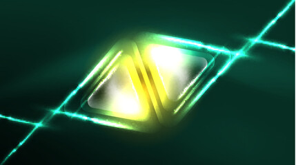 Digital Neon Abstract Background, Triangles And Lights Geometric Design Template