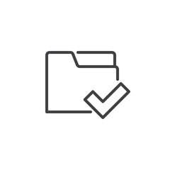 Folder with check mark line icon