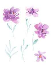 Purple Abstract Rose Watercolor Flower Element