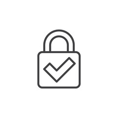 Lock with check mark line icon