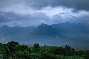 A beautiful misty mountain landscape from Tamil Nadu, India