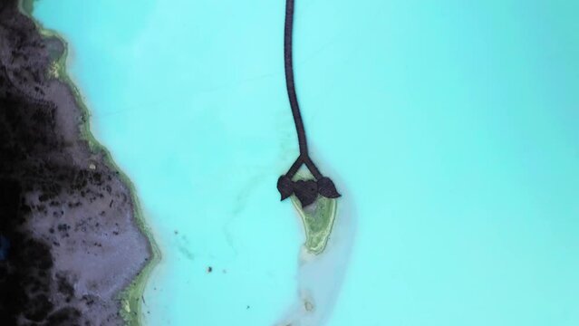 Top Down View Of Kawah Putih (The White Crater) In Bandung, West Java, Indonesia - drone shot