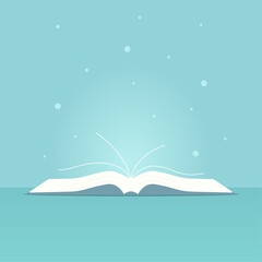 Illustration with open book on blue colors