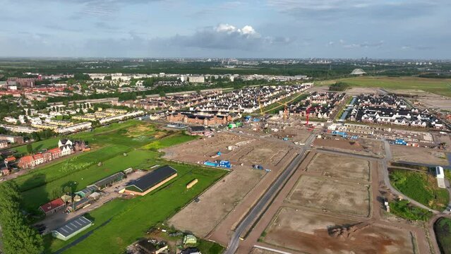 Residential development project in Weesp, Netherlands. Aerial view