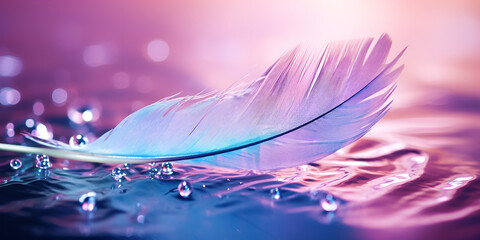 Beautiful Abstract Macro Image with Bird Feather, Purple Color, and Dew on Blue Background"
"Delicate Art Image: Abstract Macro with Bird Feather, Water Droplet, and Blue Background" AI Generated