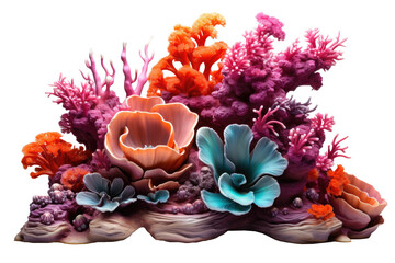 Beautiful coral reef isolated on transparent background. Generative Ai
